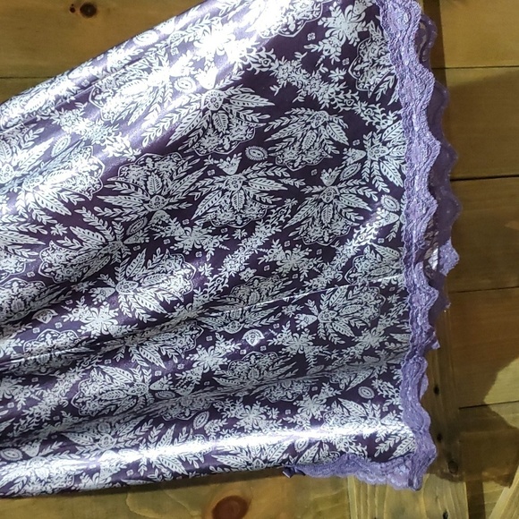 PURPLE FLORAL LACE TRIM  INTIMATES SLIP ON LINGERIE LOUNGEWEAR FEMININE - Picture 7 of 8